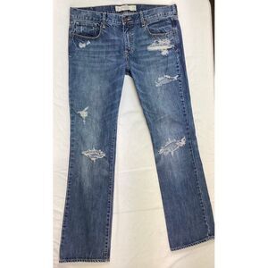 Abercrombie & Fitch Emma Distressed Boot Cut Jeans Medium Wash Denim